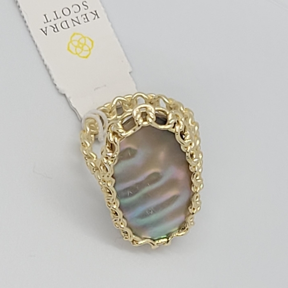 Kendra Scott Nude Abalone Macrame Ring Gold Size 7 - Picture 9 of 11